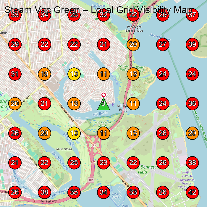 Steam Vac Green GeoGrid visibility map for House Cleaning Service in Brooklyn